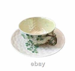 Belleek Shamrock Coffee Cup and Saucer 2nd Black period