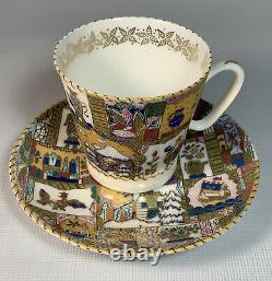 Black Coffee Cup & Saucer Fairytale A. Vorobyevsky Old Russian Architecture