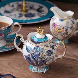 Bone China Coffee Tea Sets, 21-Piece Porcelain Tea Cup Set, Tea Cup and Saucer S