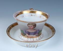 C. 1832 Royal Vienna Cup & Saucer with Young Girl Portrait Wien Porcelain Imperial
