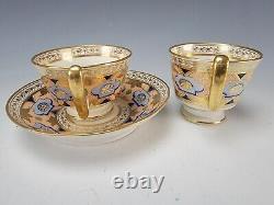 C1800 Antique English Derby Luster Lustre Gilt Porcelain Cup Saucer Trio