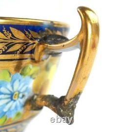 C1810 Antique English London Shape Porcelain Trio Cup Saucer Gilt Blue Coalport