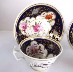 C1810 Two Antique English Porcelain Coffee Tea Cup Saucer Trios Coalport