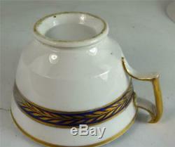 C1835 Antique Copeland & Garrett Porcelain Tea Cup & Saucer Cobalt Blue Flowers