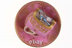 C1880 French Sevres Style Hand Painted Porcelain cup and saucer