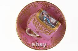 C1880 French Sevres Style Hand Painted Porcelain cup and saucer