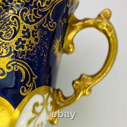 C1925 Antique Aynsley Cobalt Blue Embellished Gold Gilt Porcelain Cup & Saucer
