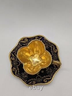 COALPORT 1875 Enameled Jeweled Gilded Porcelain Cup & Saucer Antique 6-21-208