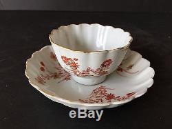 Chinese Antique 18th Century Kangxi Blood & Milk Porcelain Cup & Saucer, Marked