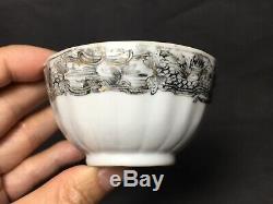 Chinese Export 18th C Grisaille Gilt Porcelain Tea bowl cup & Saucer