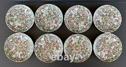 Chinese Famille Rose Medallion Demitasse Cups & Saucers Set of 8 Hand Painted