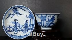 Chinese Qing Dynasty Export Blue & White Porcelain Cup & Saucer, Kangxi Periods