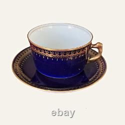 Christineholm Romanov Genuine Cobalt Tea Porcelain Cups & Saucers 24K Set of 12
