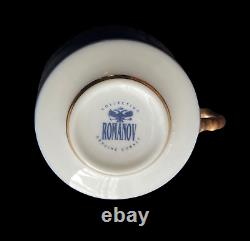 Christineholm Romanov Genuine Cobalt Tea Porcelain Cups & Saucers 24K Set of 12