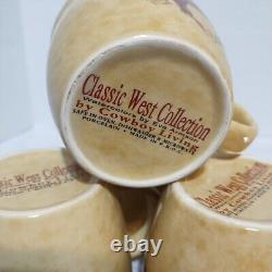 Classic West Collection By Cowboy Living Porcelain Cups And Saucers Set Of 4