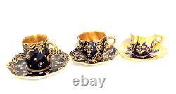 Coalport England Collectible Cups Saucers Cobalt Blue Gold Porcelain Lot