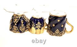 Coalport England Collectible Cups Saucers Cobalt Blue Gold Porcelain Lot