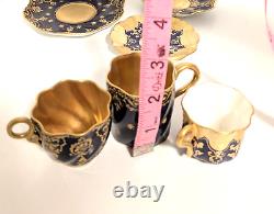 Coalport England Collectible Cups Saucers Cobalt Blue Gold Porcelain Lot