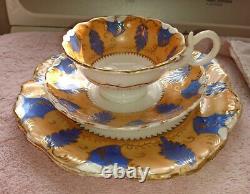 Coalport England Porcelain Trio Cup & Saucer (5 Pcs) c. 1840