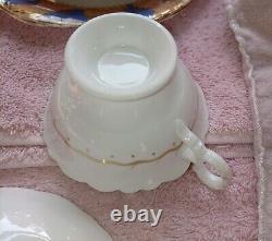 Coalport England Porcelain Trio Cup & Saucer (5 Pcs) c. 1840