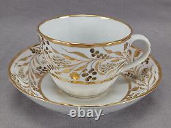 Coalport Hand Painted Hops Gold Vine Hamilton Flute Tea Cup & Saucer 1800-1805 B