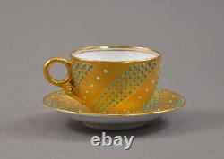 Coalport Jewelled & Gilt Swirling Demitasse Espresso Cup & Saucer