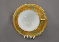 Coalport Jewelled & Gilt Swirling Demitasse Espresso Cup & Saucer