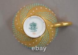 Coalport Jewelled & Gilt Swirling Demitasse Espresso Cup & Saucer