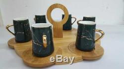 Coffee Set Cup Saucer Espresso Porcelain Tea Cups 6 Turkish And Saucers Arabic