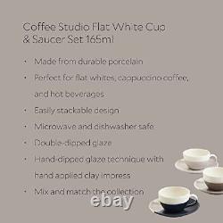 Coffee Studio Flat White Cup & Saucer Set of 4, Porcelain, Mixed