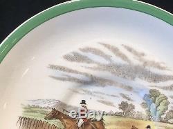 Copeland Spode Herring Hunt Green 9 Cups and 13 Saucers Fox Hunting