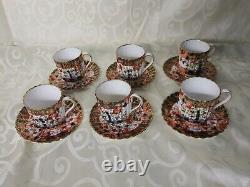 Copeland Spode Imari Set of Six Demitasse Cups and Saucers