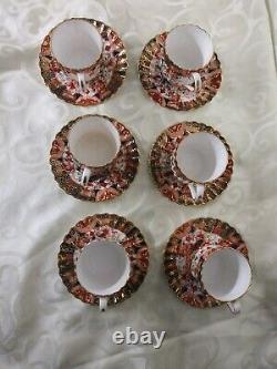 Copeland Spode Imari Set of Six Demitasse Cups and Saucers