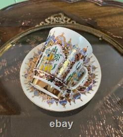 Cup and Saucer Lomonosov Russian Imperial Porcelain Hand Painted Fine China