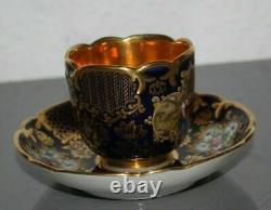 Cup with Saucer, Porcelain, France, Pochet D. Paris, cobalt, gold, scene XRARE
