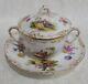 Dresden Porcelain Cream Soup Cup Withlid &saucer Hp Courting Scene, Flower Rare