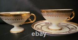 Dresden Germany Roman Hand Painted Gold Encrusted Portrait Tea Cup And Saucer