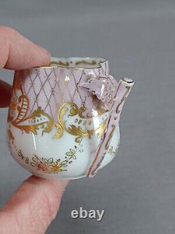 Dresden Hand Painted Floral Pink & Gold Scrollwork Demitasse Cup & Saucer