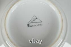 Dresden Hand Painted Watteau Scene Red Maroon Raised Gold Chocolate Cup & Saucer
