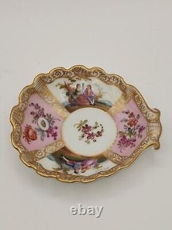 Dresden, Helena Wolfsohn Shell Cup And Saucer. 1890 Courting, Pink