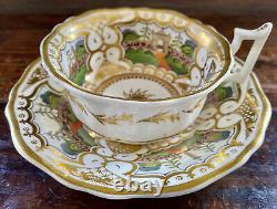 Early 1800s Ridgeway Coalport Porcelain Cup & Saucer Chinoiserie Hand Painted
