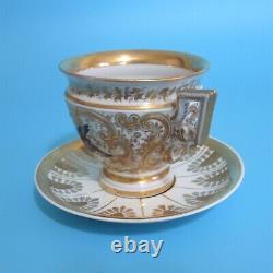 Early 19th Century Possibly Royal Vienna Porcelain Cup and Saucer Beehive Mark
