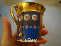 Early 19thC French Paris porcelain cup & saucer handpainted Paris scene 20/335