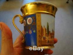 Early 19thC French Paris porcelain cup & saucer handpainted Paris scene 20/335