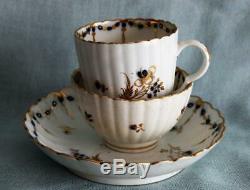 Early Caughley C1775 Porcelain Trio Tea CupCoffee CupSaucer English 18thc