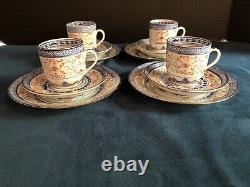Early Chinese Rice Eyes Porcelain Dragon Tea Cup and Saucer Set 12 Pieces