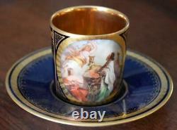 Estate Demitasse Cup & Saucer #12 Rare Royal Vienna Hand Paintd Religious Scene
