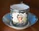 Estate Demitasse Cup Saucer #25 Antique Sevres Sterling Silver Overlay Portrait