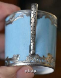 Estate Demitasse Cup Saucer #25 Antique Sevres Sterling Silver Overlay Portrait