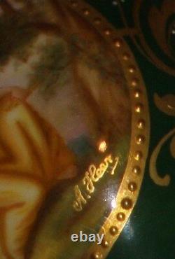 Exquisite antique Royal Vienna porcelain cup saucer cherub scenic artist signed
